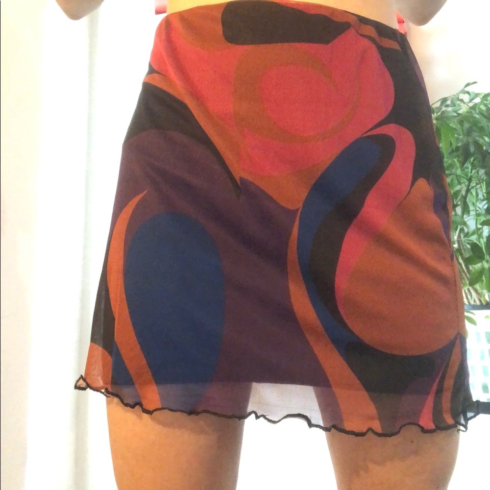 NEW Nasty Gal mesh swirl print skirt